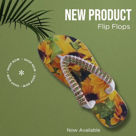 Women's Luxury Flip Flops Yellow Flowes crystals and rhinestones, all occasions. - Picture 8 of 17